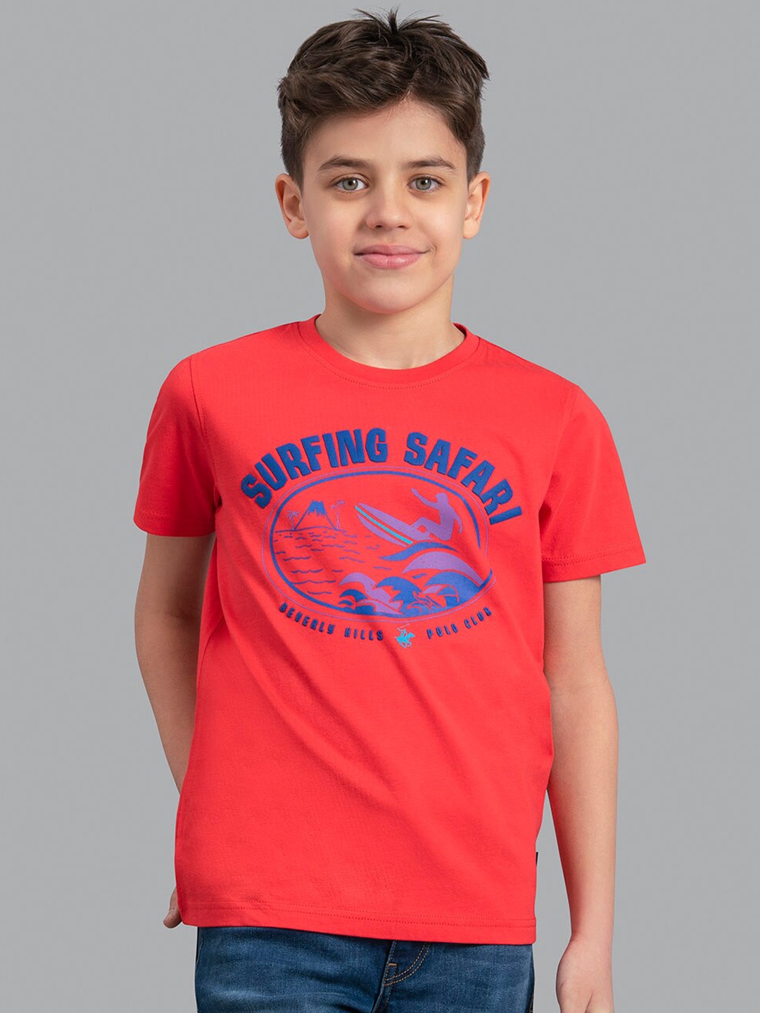 

Beverly Hills Polo Club Boys Coral Printed T-shirt