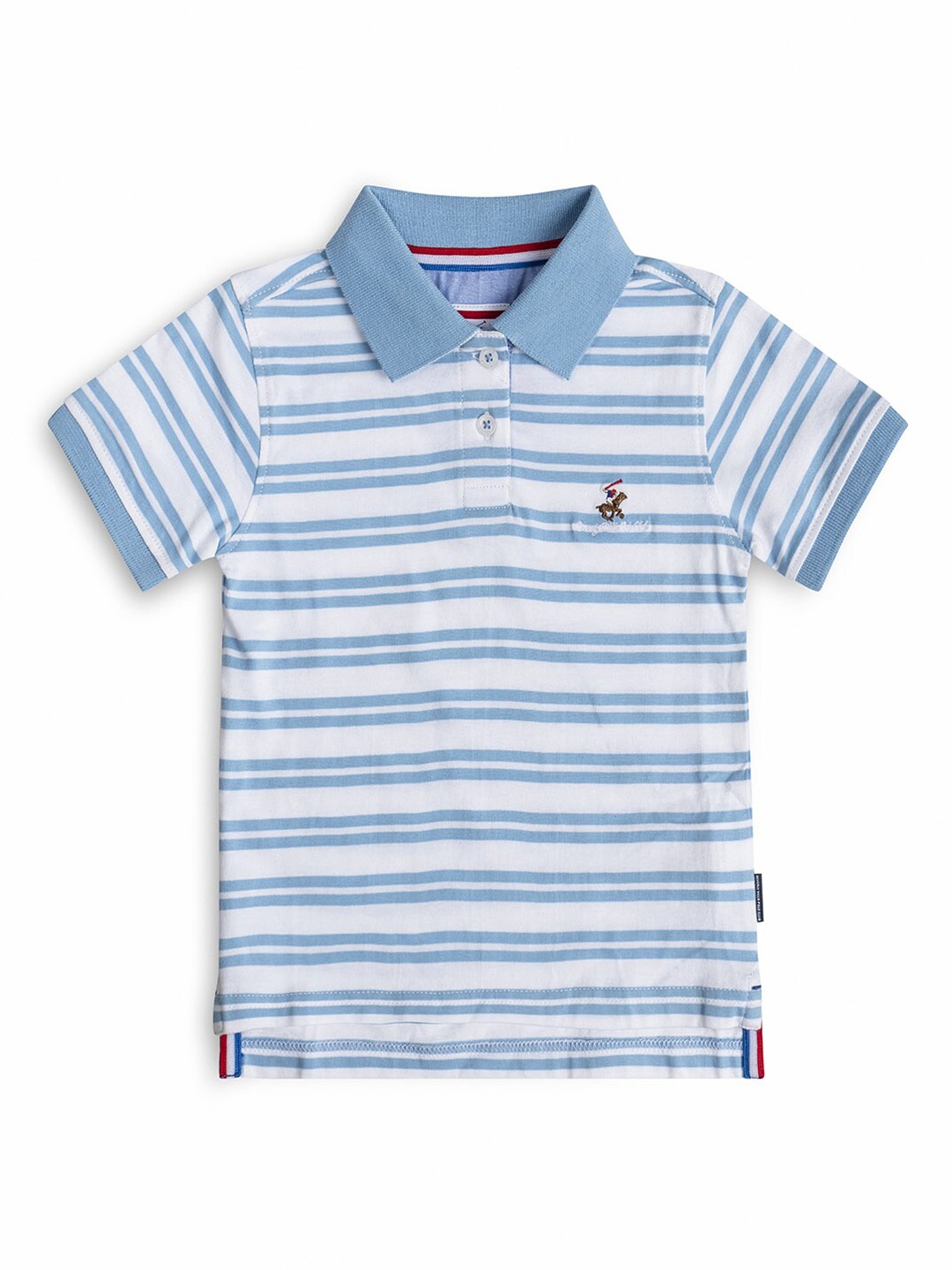 

Beverly Hills Polo Club Boys Blue Striped Polo Collar T-shirt
