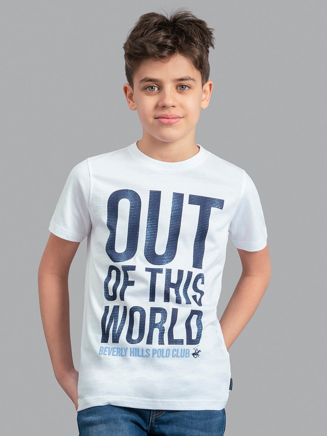 

Beverly Hills Polo Club Boys White Typography Printed T-shirt