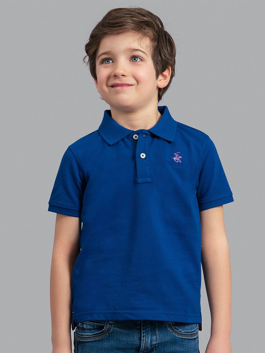 

Beverly Hills Polo Club Boys Blue Cotton Polo Collar T-shirt