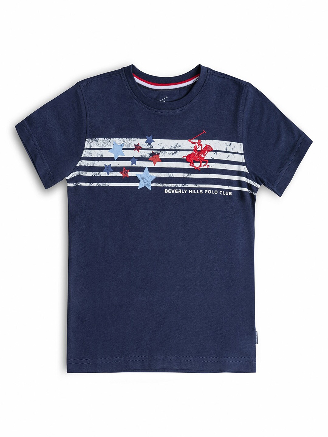 

Beverly Hills Polo Club Boys Navy Blue Printed Cotton T-shirt
