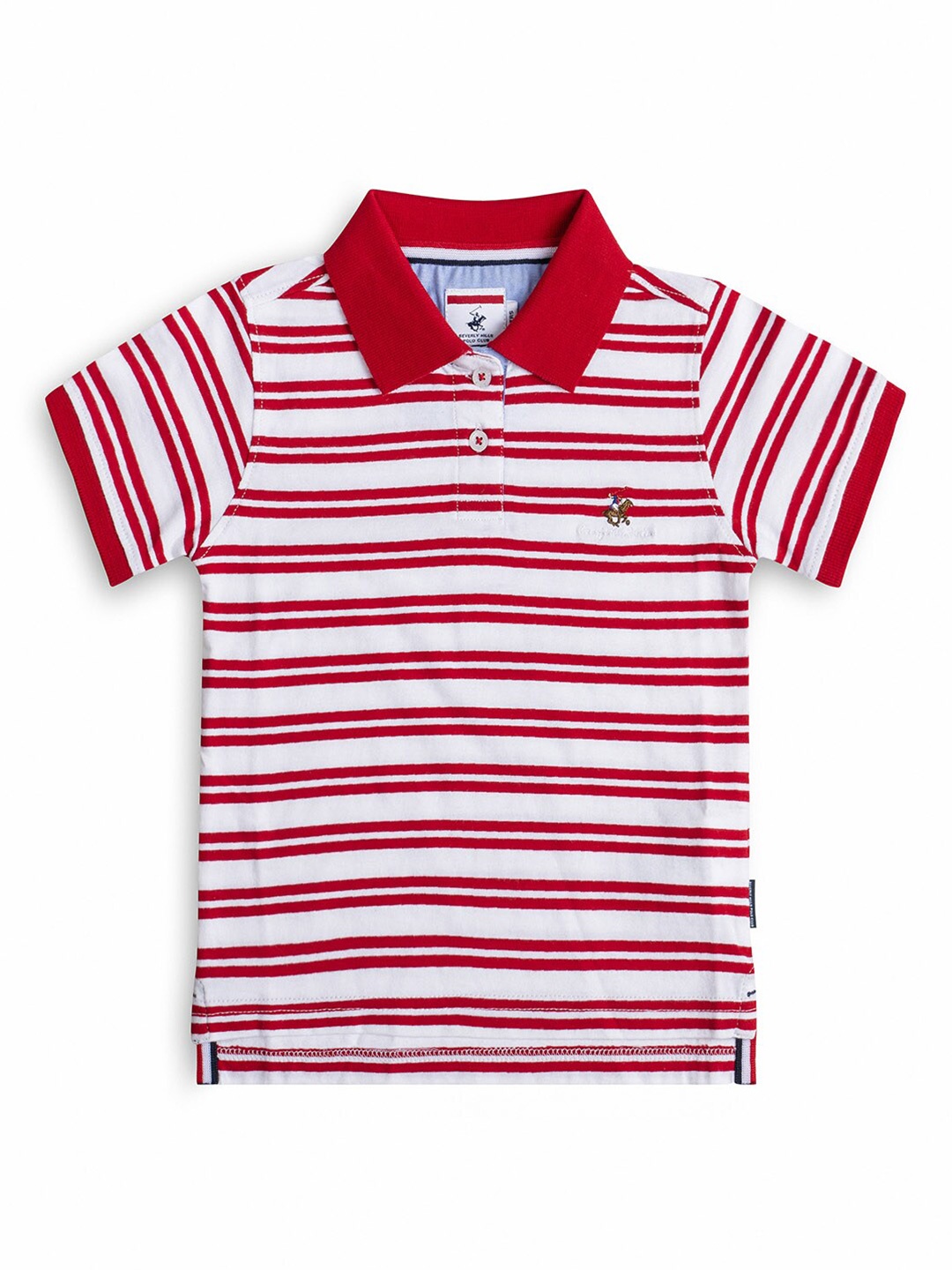 

Beverly Hills Polo Club Boys White & Red Striped Polo Collar T-shirt