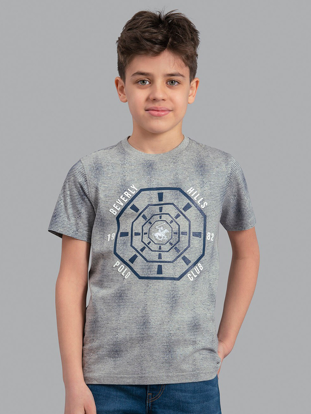 

Beverly Hills Polo Club Boys Grey Printed T-shirt