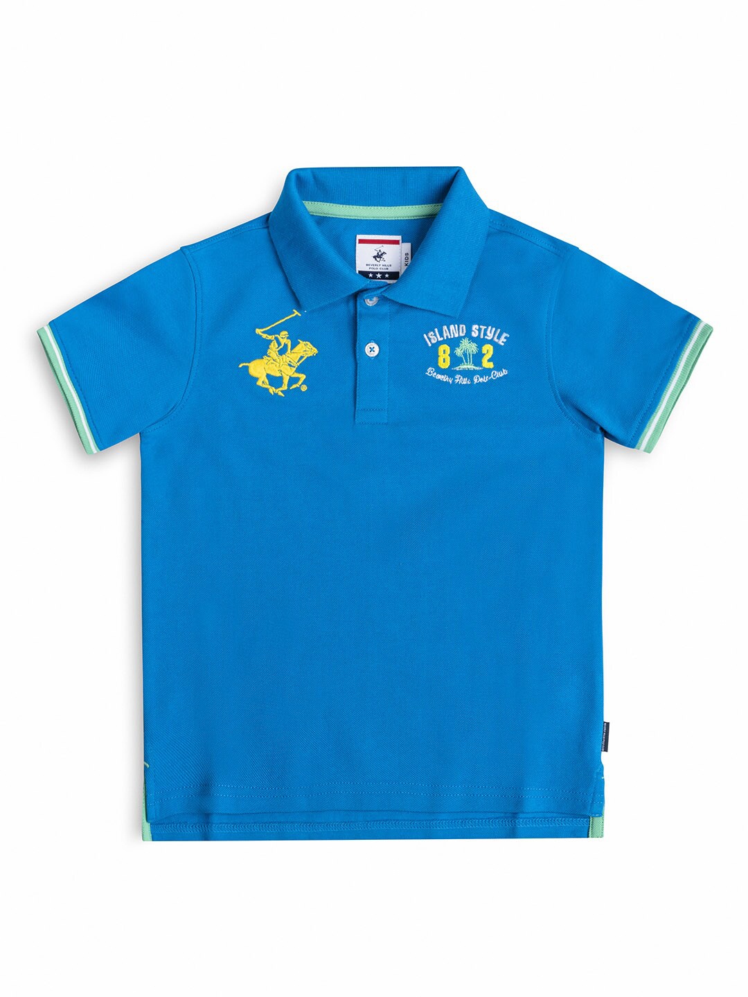 

Beverly Hills Polo Club Boys Blue Brand Logo Printed Polo Collar Cotton T-shirt