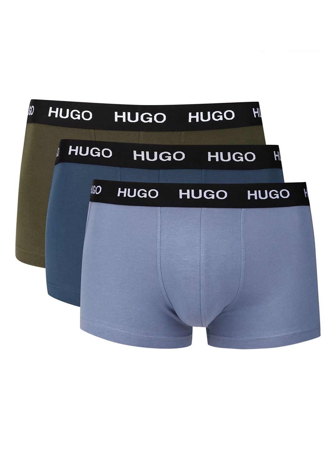 

HUGO Men Pack of 3 Solid Pure Cotton Trunks - 0312047187A21011A68, Olive