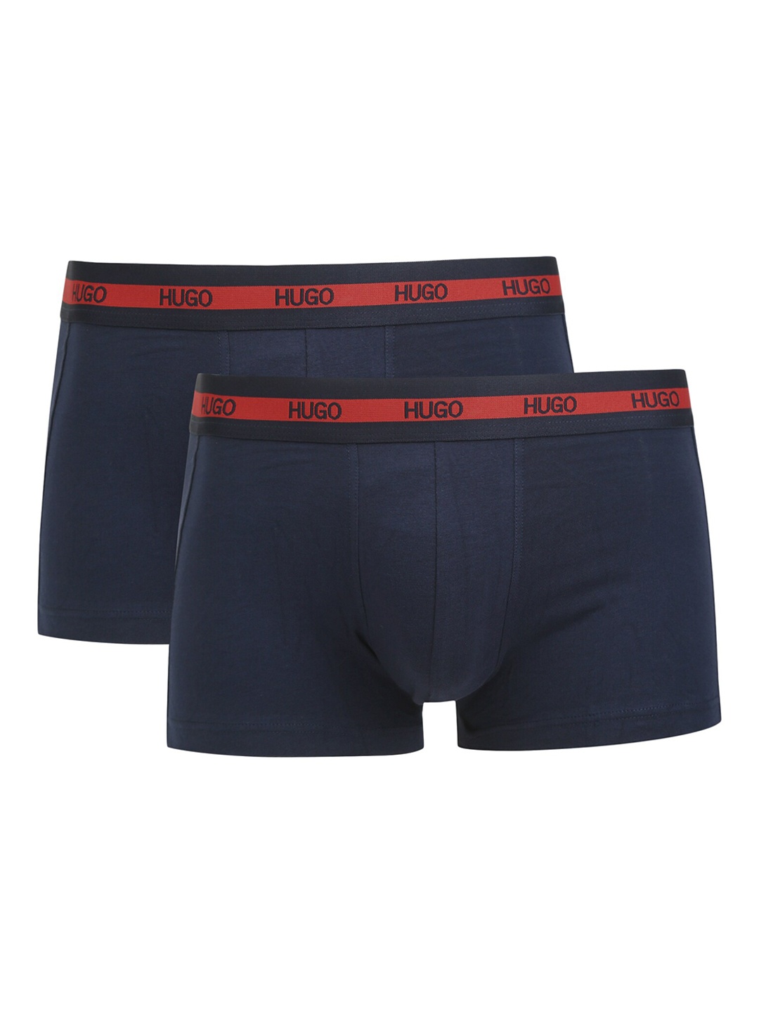 

HUGO Men Pack Of 2 Solid Pure Cotton Trunks 0312047187A21012A71, Navy blue