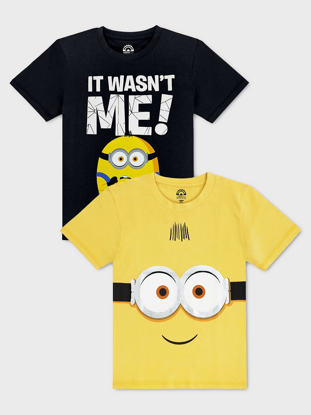 

Kids Ville Boys Black & Yellow Set Of 2 MINIONS featured Tshirt