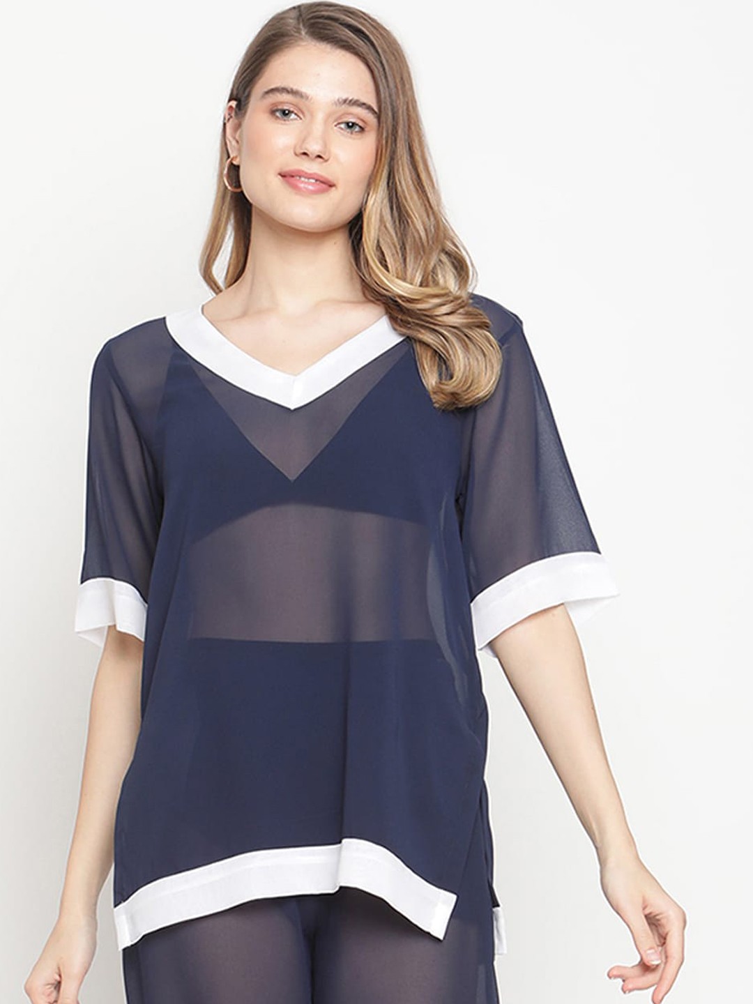 

EROTISSCH Women Swimwear Cover Up Top, Blue