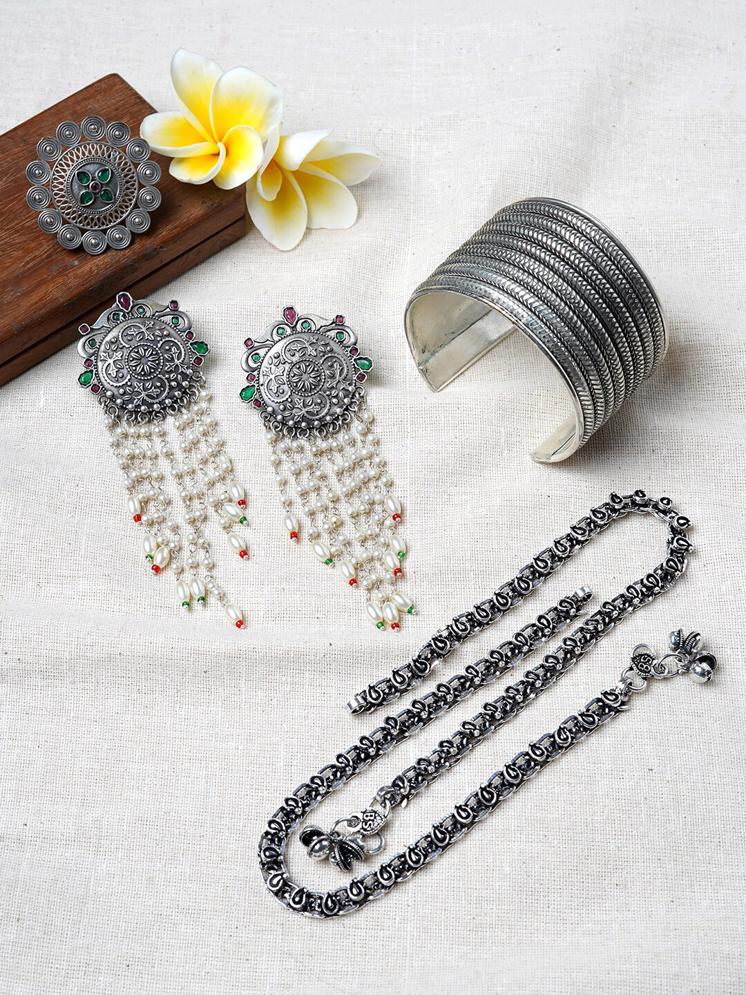 

TEEJH Oxidised Silver-Plated Varsha Jewellery Set