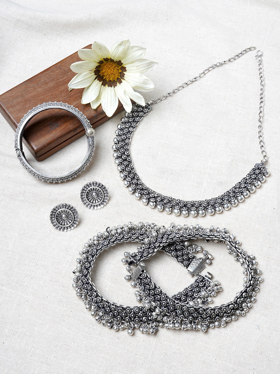

TEEJH Oxidised Silver-Plated Jewellery Set