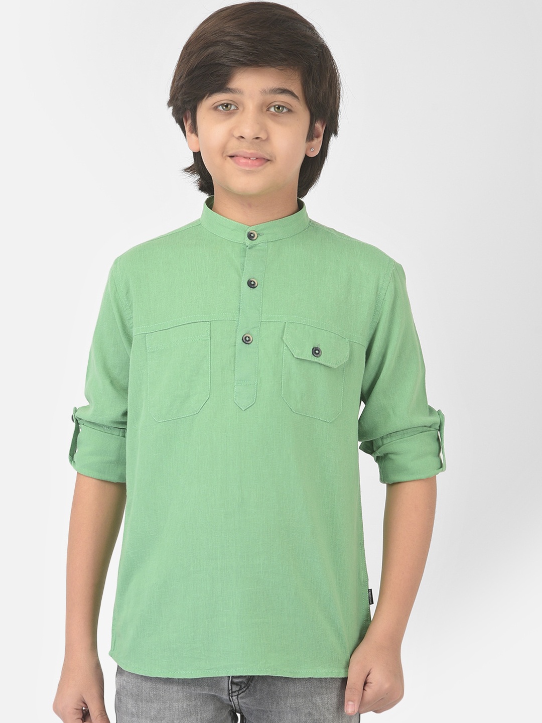 

Crimsoune Club Boys Green Solid Pathani Kurta