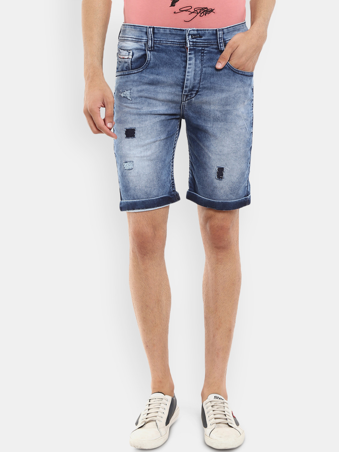 

V-Mart Men Blue Washed Denim Shorts