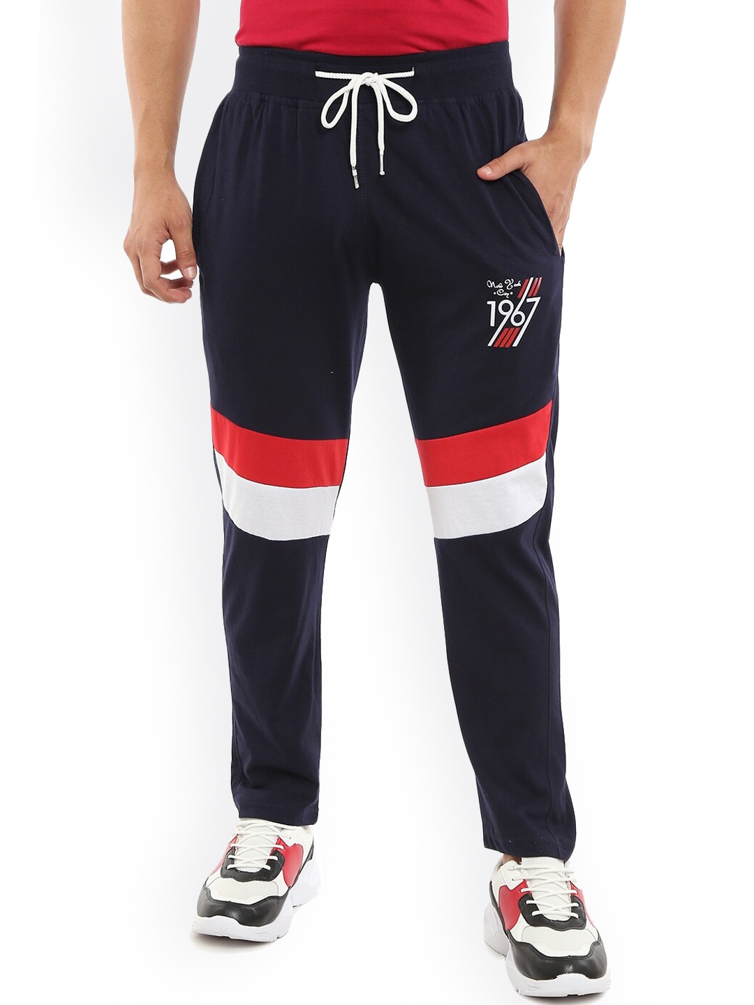 

V-Mart Men Blue & Red Printed Track Pants