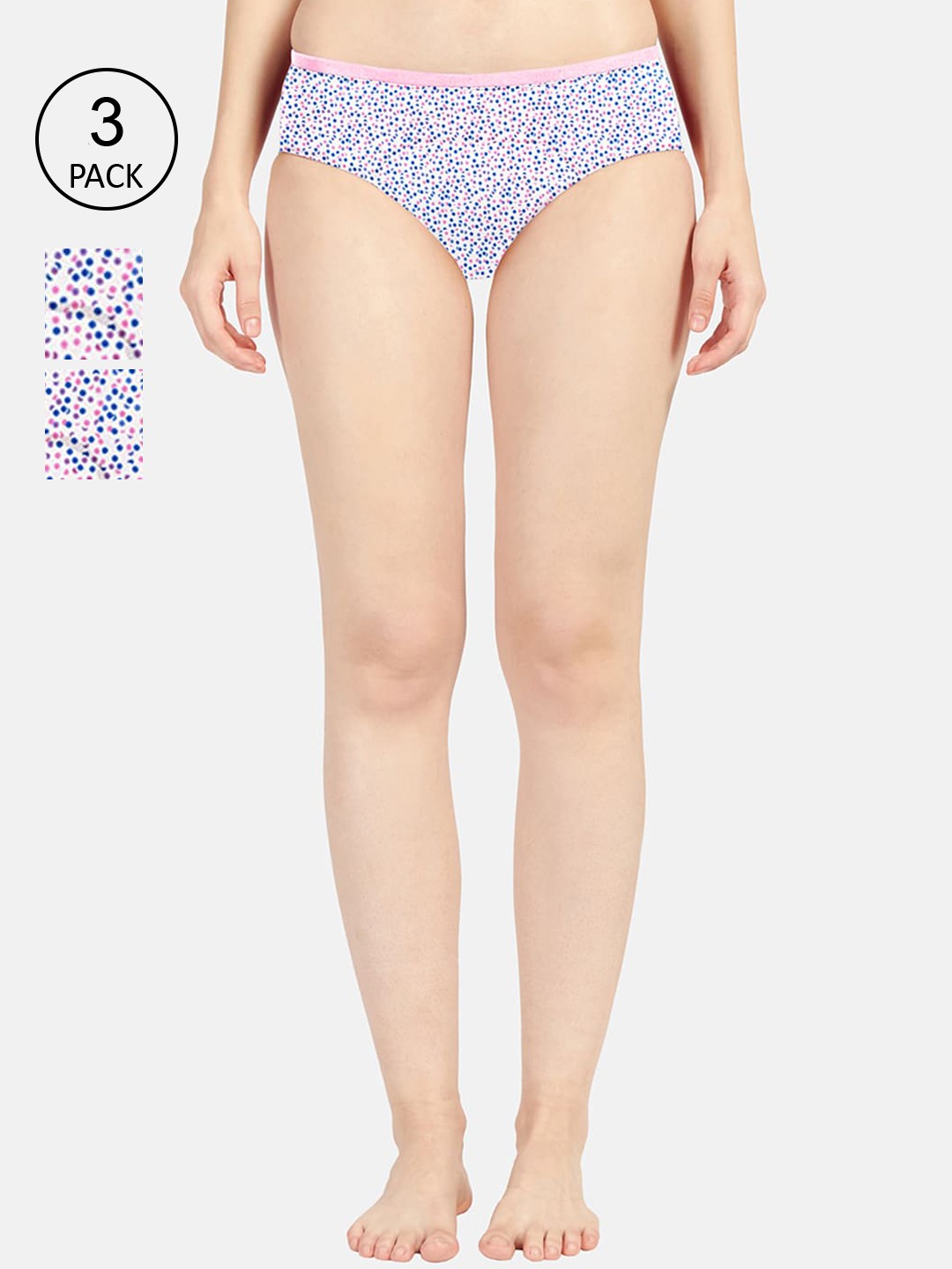 

Sonari Women Set Of 3 Printed Mid-Rise Period Panties, White