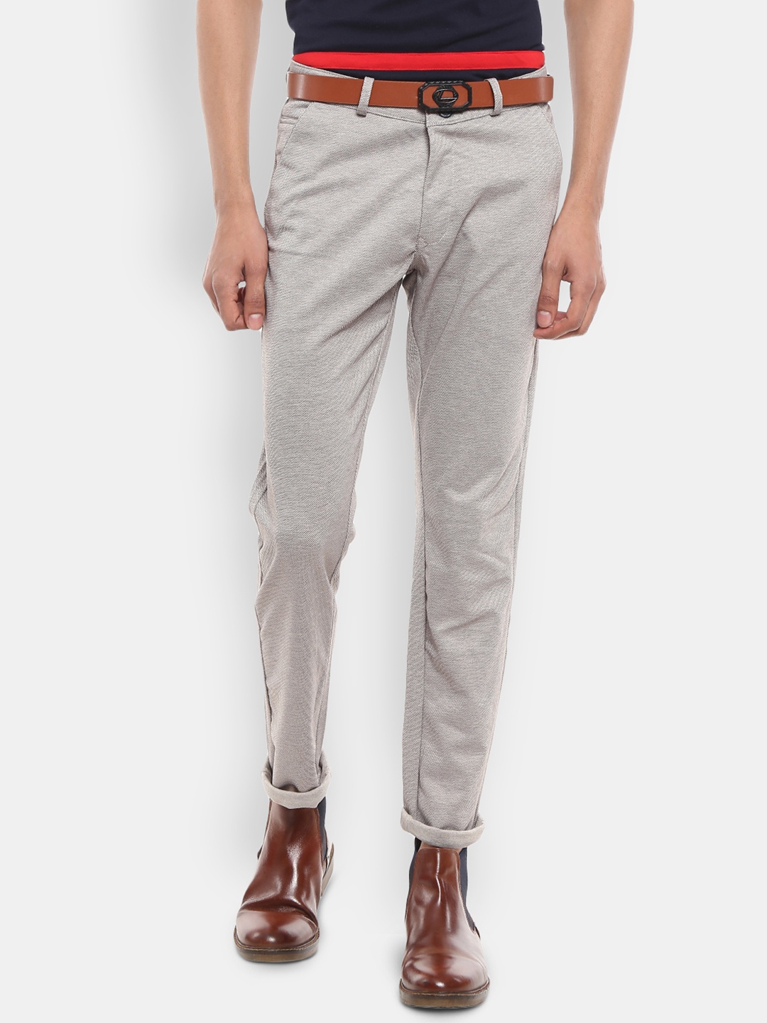 

V-Mart Men Grey Slim Fit Cotton Trousers