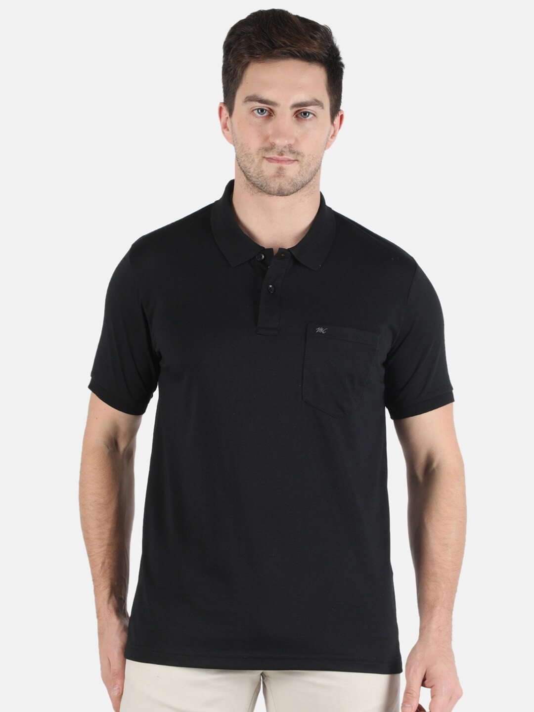 

Monte Carlo Men Black Polo Collar T-shirt