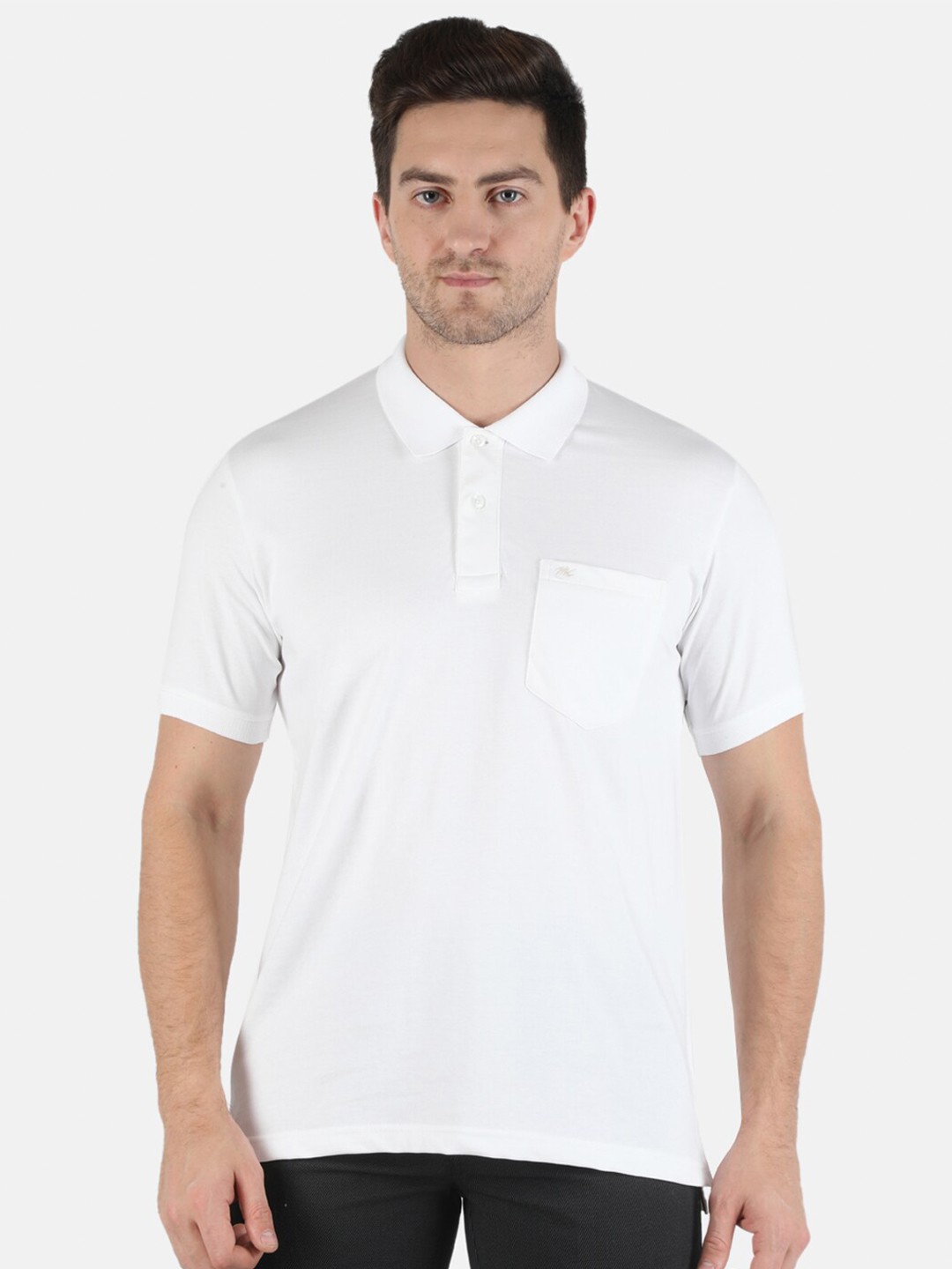 

Monte Carlo Men White Polo Collar T-shirt