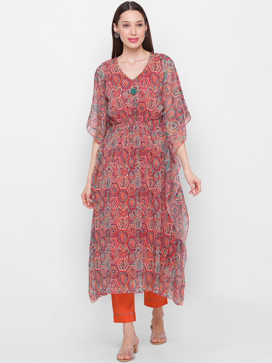 

ZOLA Chiffon Printed Lightweight Kurta with Trousers, Multi