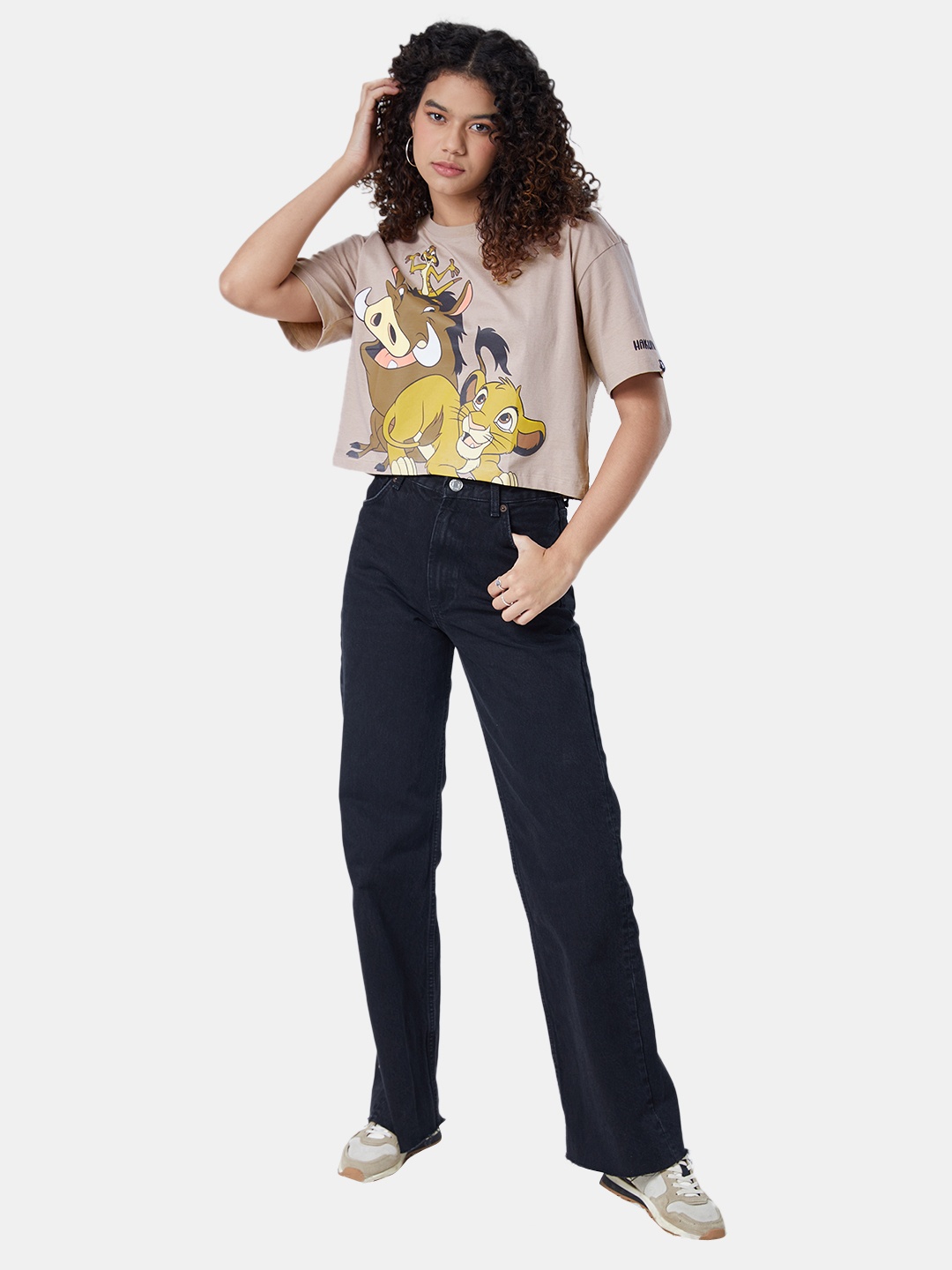 

The Souled Store Women Brown Printed Oversized T-shirt