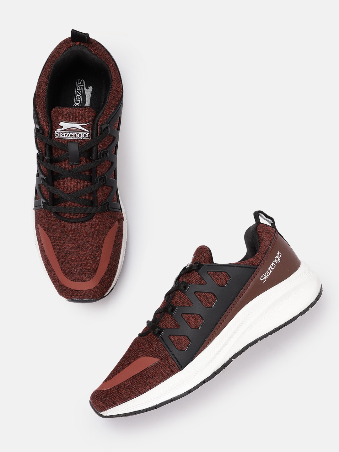 

Slazenger Men Maroon & Black Woven Design Running Shoes