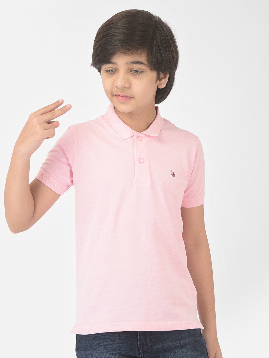 

Crimsoune Club Boys Pink Polo Collar Slim Fit Cotton T-shirt