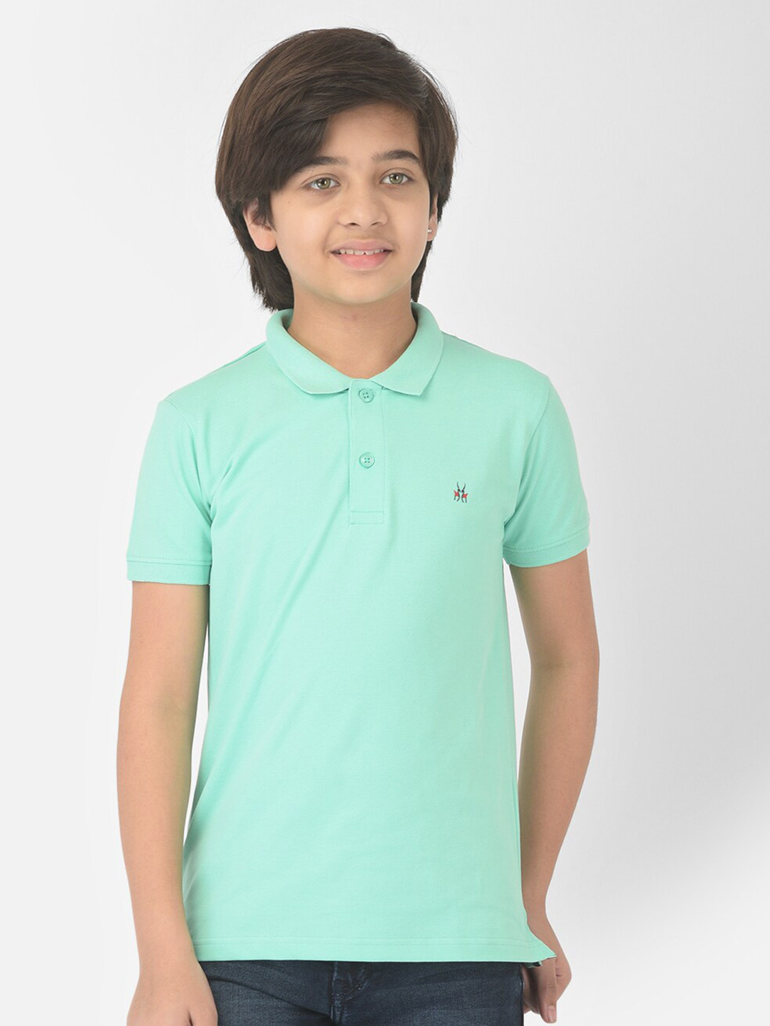 

Crimsoune Club Boys Mint Green Polo Collar Slim Fit Outdoor T-shirt, Sea green