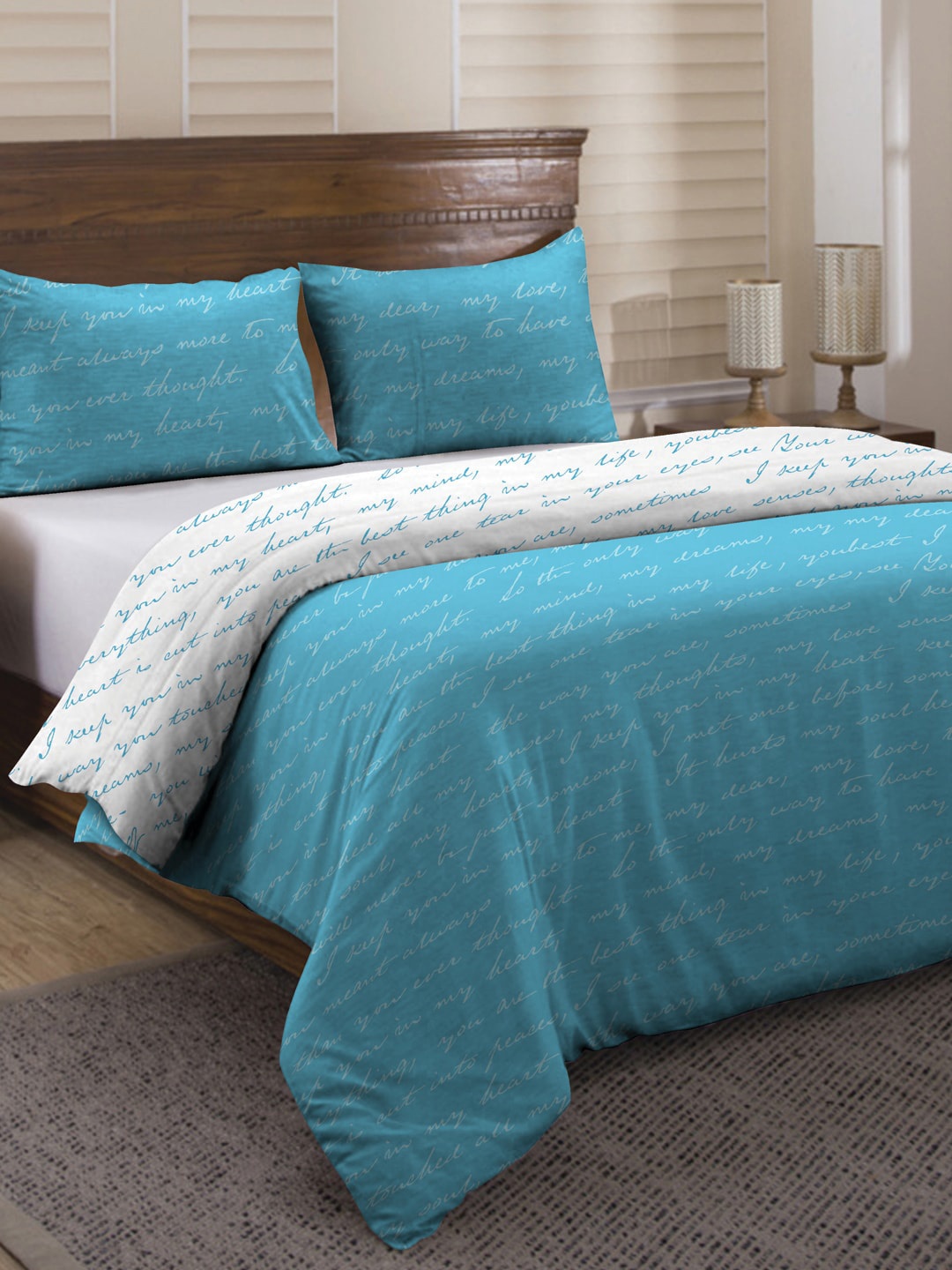 

Divine Casa Blue & White Abstract Printed 150 TC Double Duvet Cover With 2 Pillow Covers