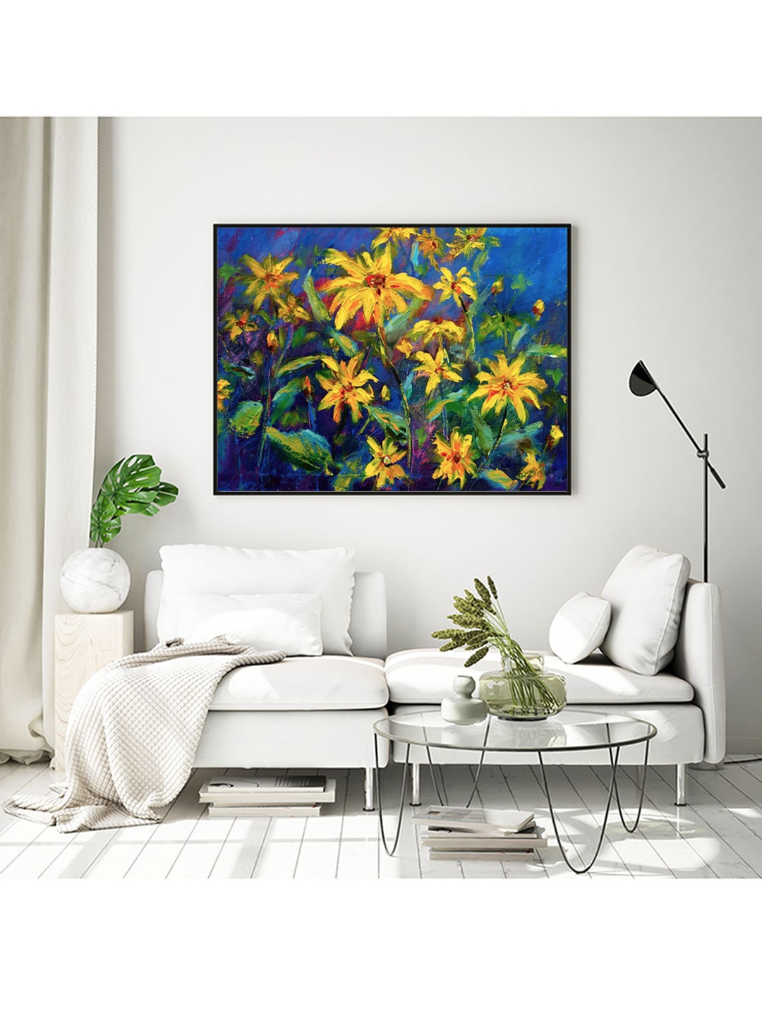 

ARTSPACE Blue & Yellow Floral Canvas Wall Painting