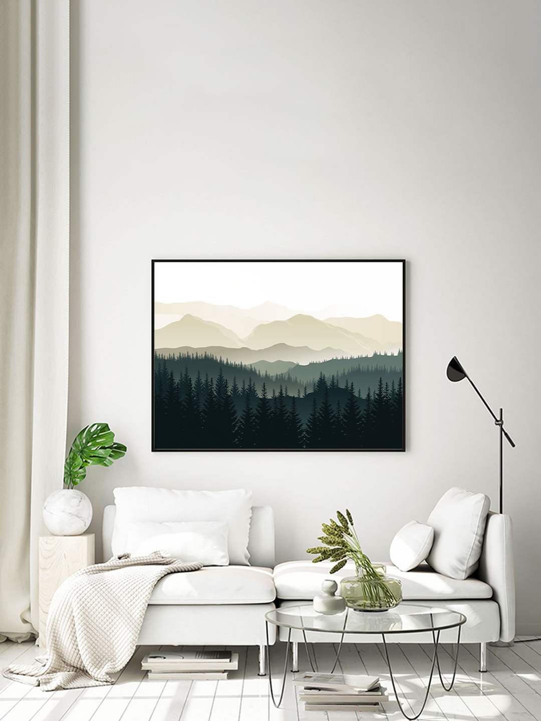 

ARTSPACE White & Green Landscape Nature Canvas Wall Painting