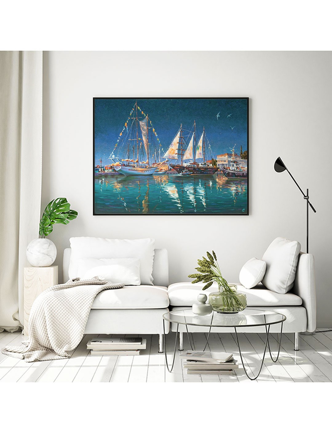 

ARTSPACE Blue & White Big Yachts Wall Painting