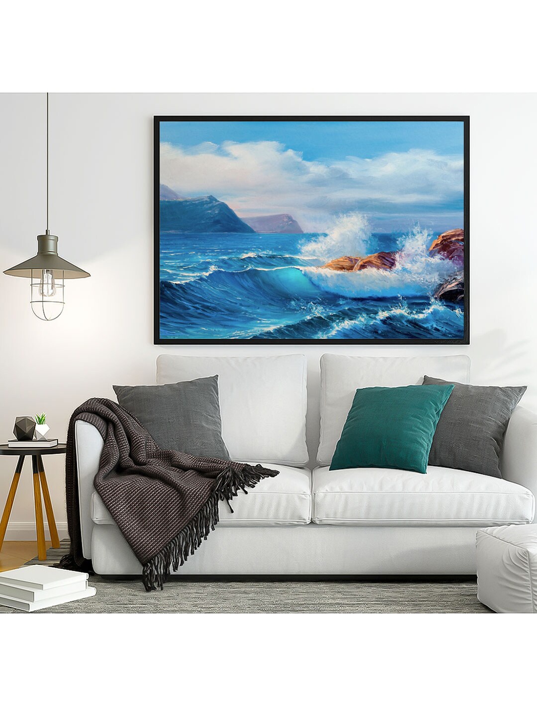 

ARTSPACE Blue & White Sunset on the sea Canvas Wall Painting