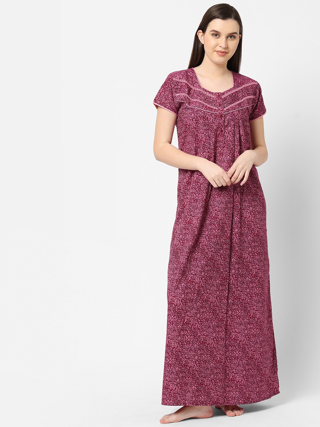 

Sweet Dreams Pink Printed Cotton Maxi Nightdress FF-310915 PINK