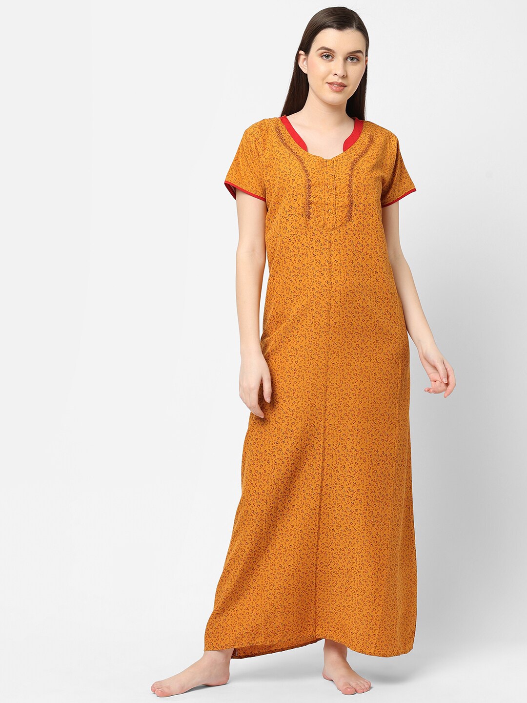 

Sweet Dreams Yellow Printed Cotton Maxi Nightdress FF-310909 YELLOW