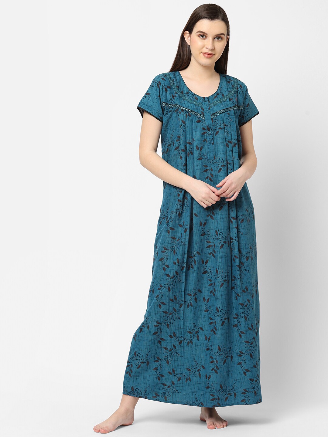 

Sweet Dreams Blue Printed Pure Cotton Maxi Nightdress