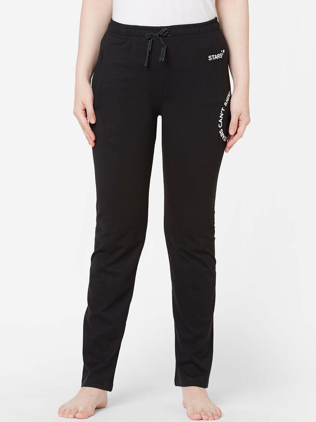 

Sweet Dreams Women Black Solid Cotton Lounge Pants