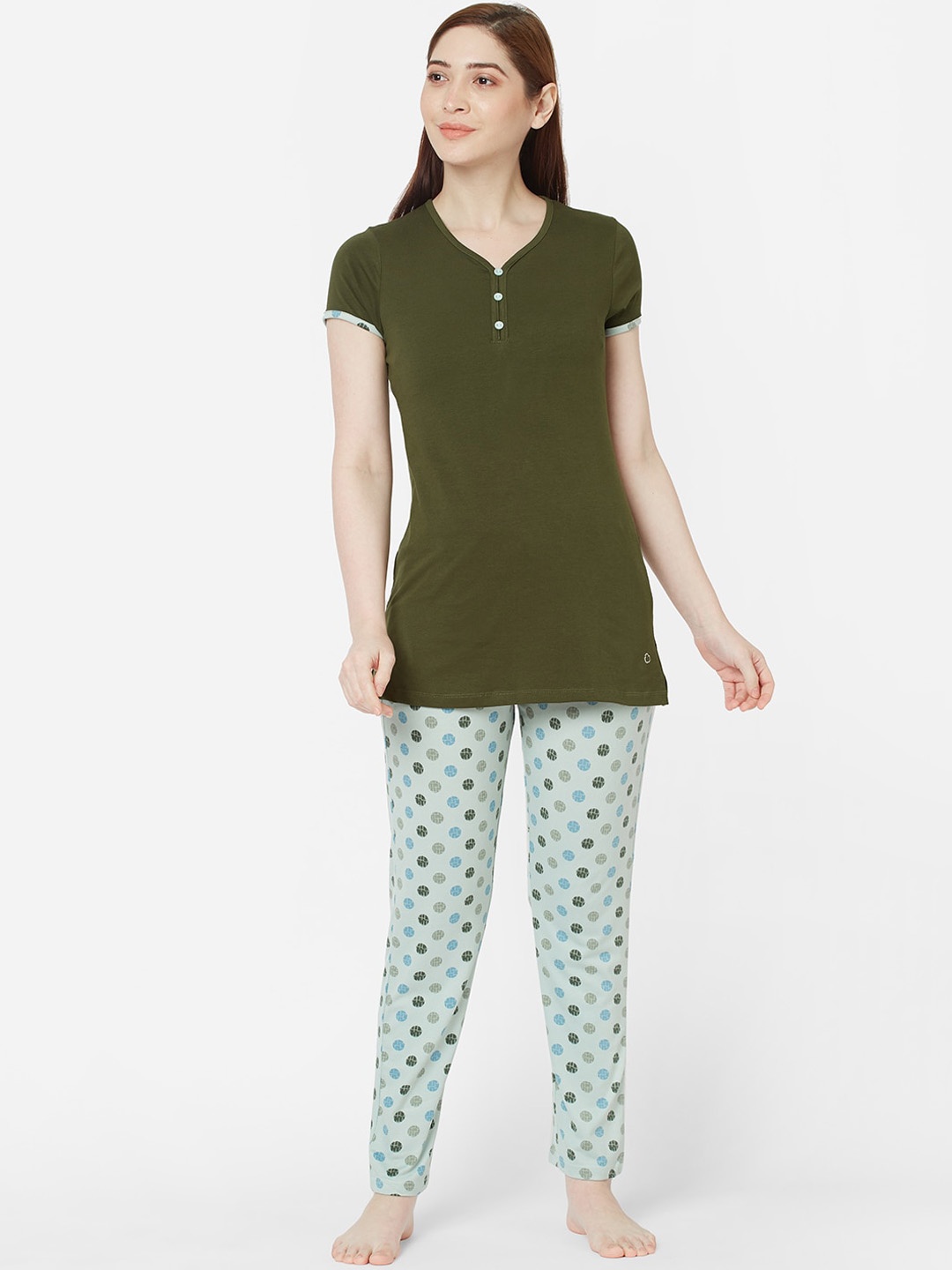

Sweet Dreams Women Olive Green Printed Night suit