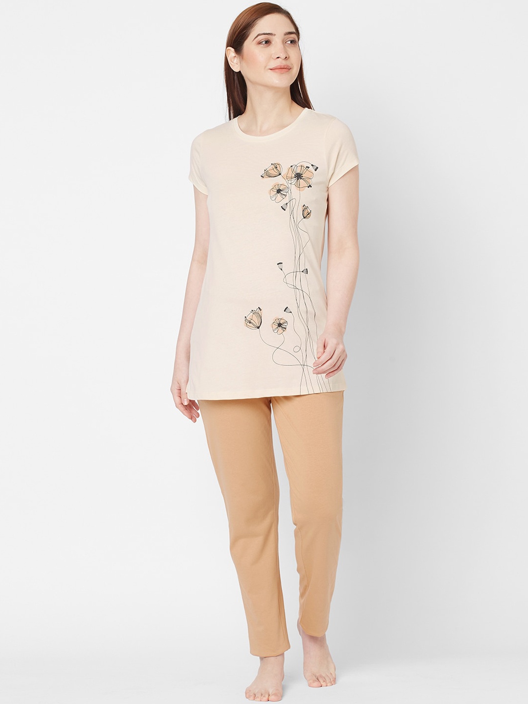 

Sweet Dreams Women Beige Printed Night suit