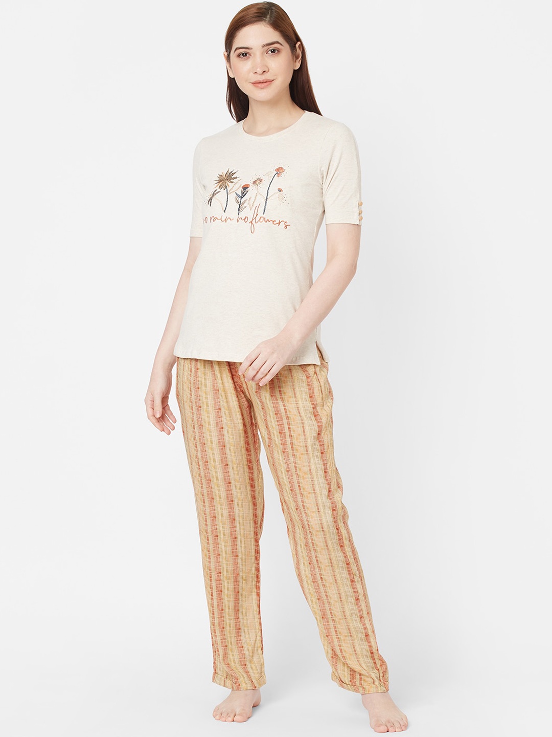 

Sweet Dreams Women Beige & Cream-Coloured Printed Night suit