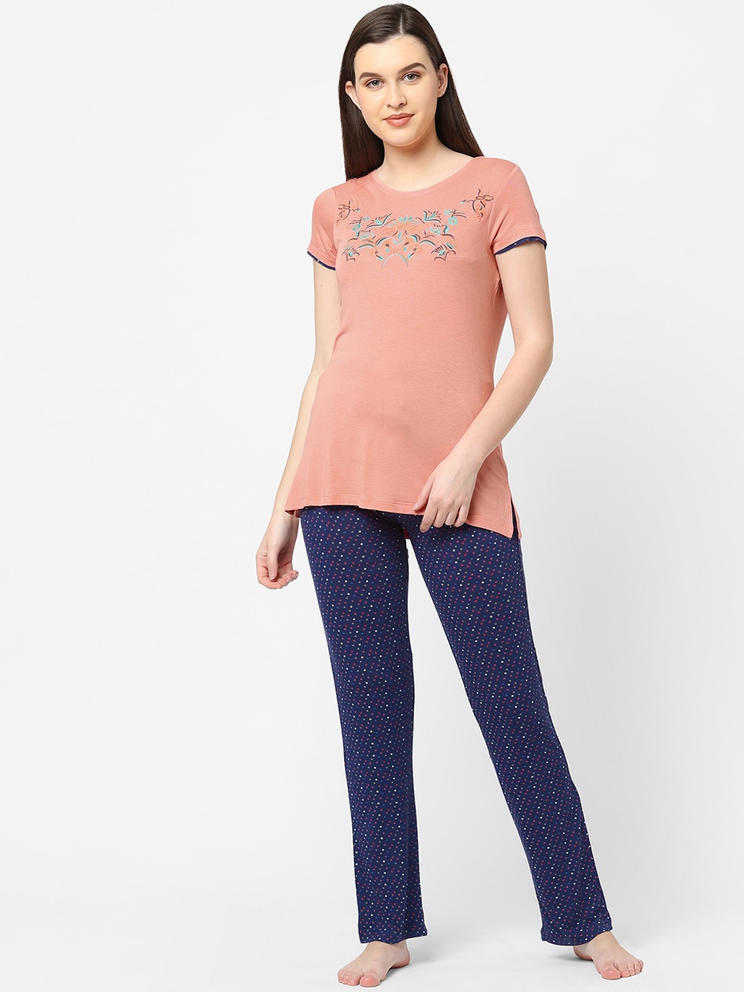 

Sweet Dreams Women Pink & Purple Printed Night suit 2032AT SOFT PINK