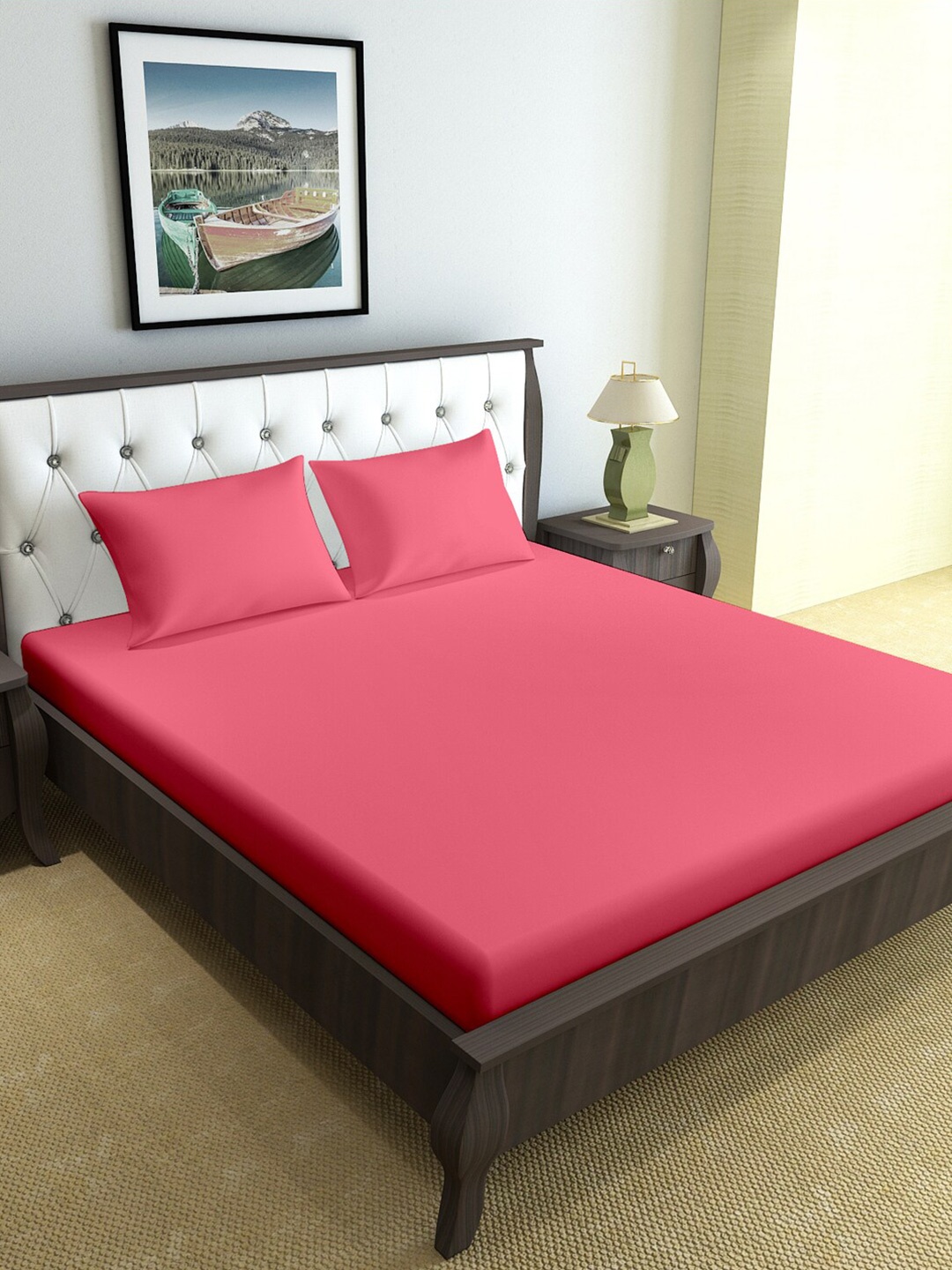 

Divine Casa Pink 120 TC Queen Bedsheet with 2 Pillow Covers