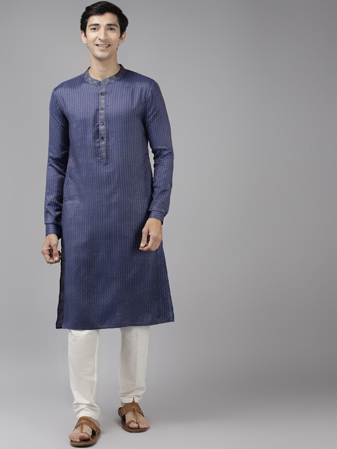 

See Designs Men Purple & Gold Woven Design Kurta