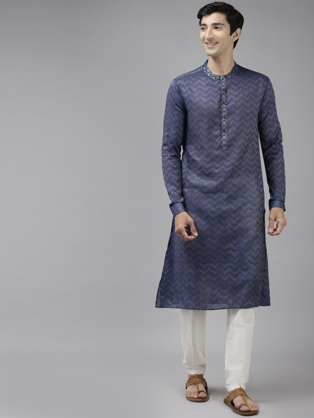 

See Designs Men Purple & Beige Thread Work Summer Sheers Kurta