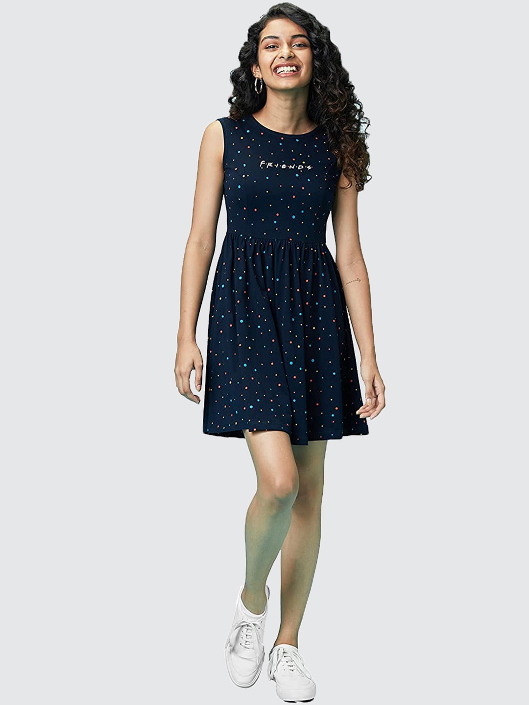 

The Souled Store Women Navy Blue Printed Dress