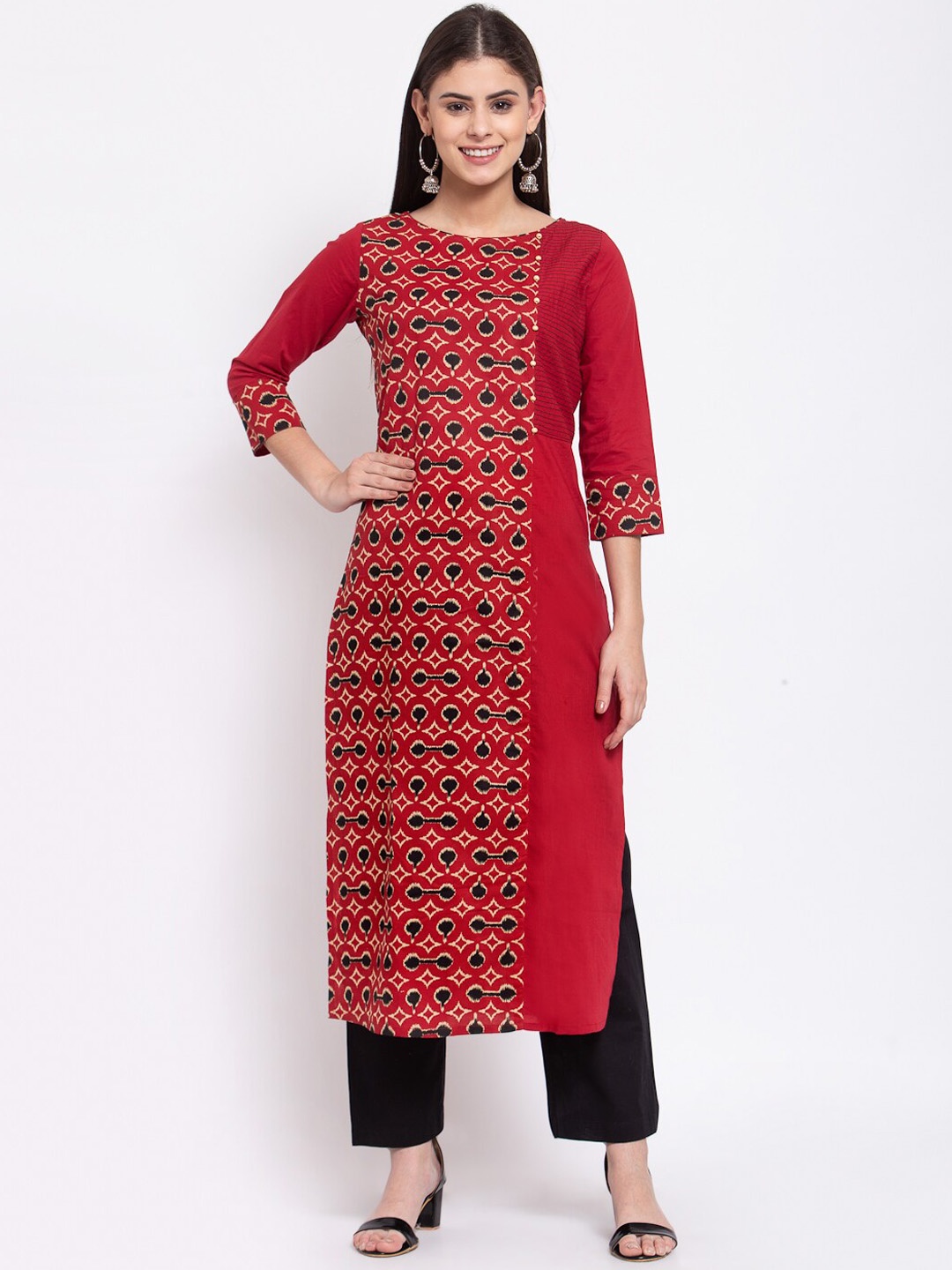 

IRIDAA JAIPUR Women Red Geometric Printed Kurta