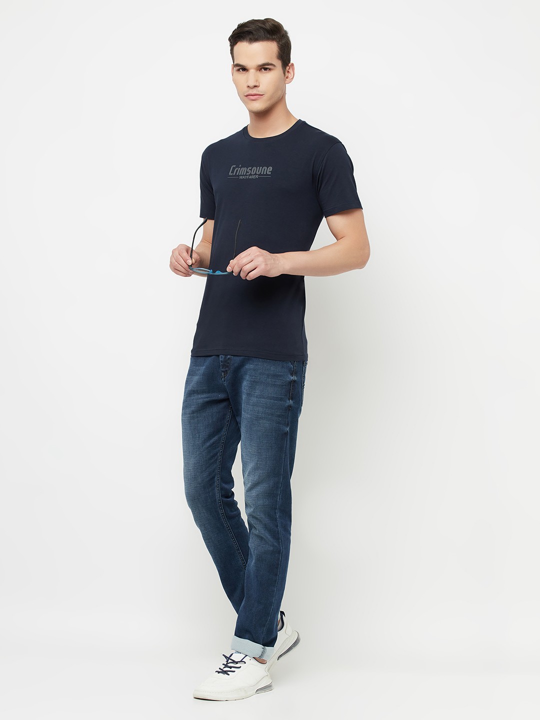 

Crimsoune Club Men Navy Blue Typography Printed Slim Fit Outdoor T-shirt