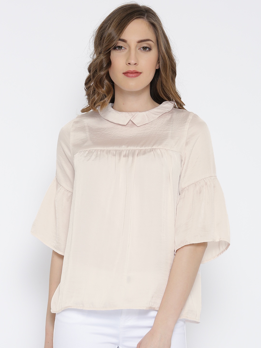 

Vaak Women Off-White Satin Finish Top