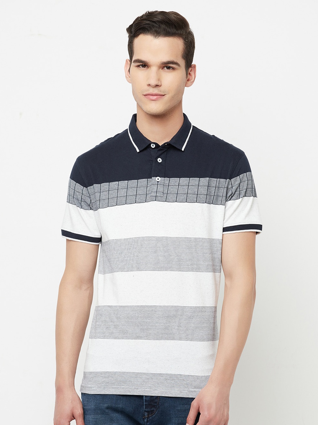 

Crimsoune Club Men Multicoloured Colourblocked Polo Collar Slim Fit Outdoor T-shirt, Multi