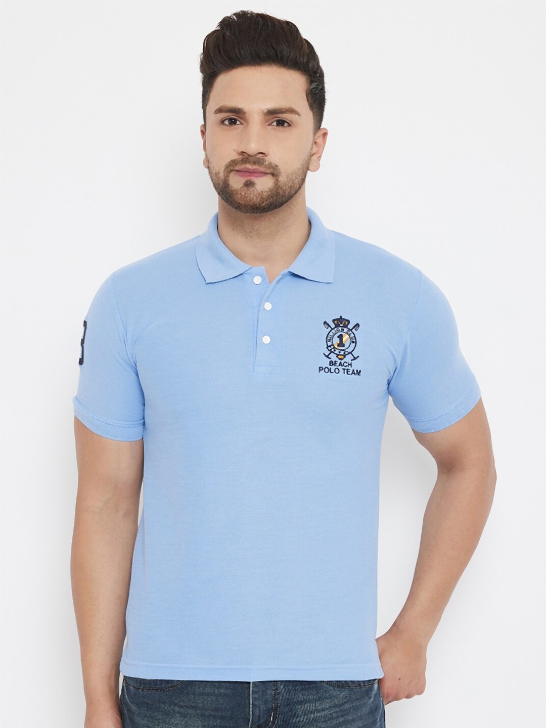 

THE MILLION CLUB Men Blue Solid Polo Collar T-shirt