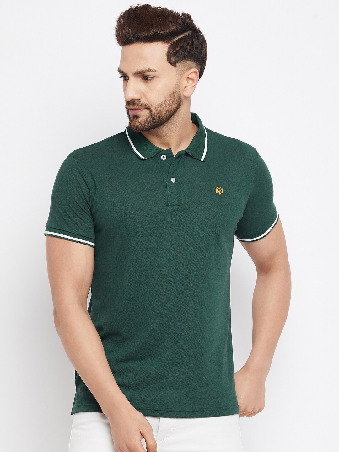 

THE MILLION CLUB Men Green Polo Collar T-shirt