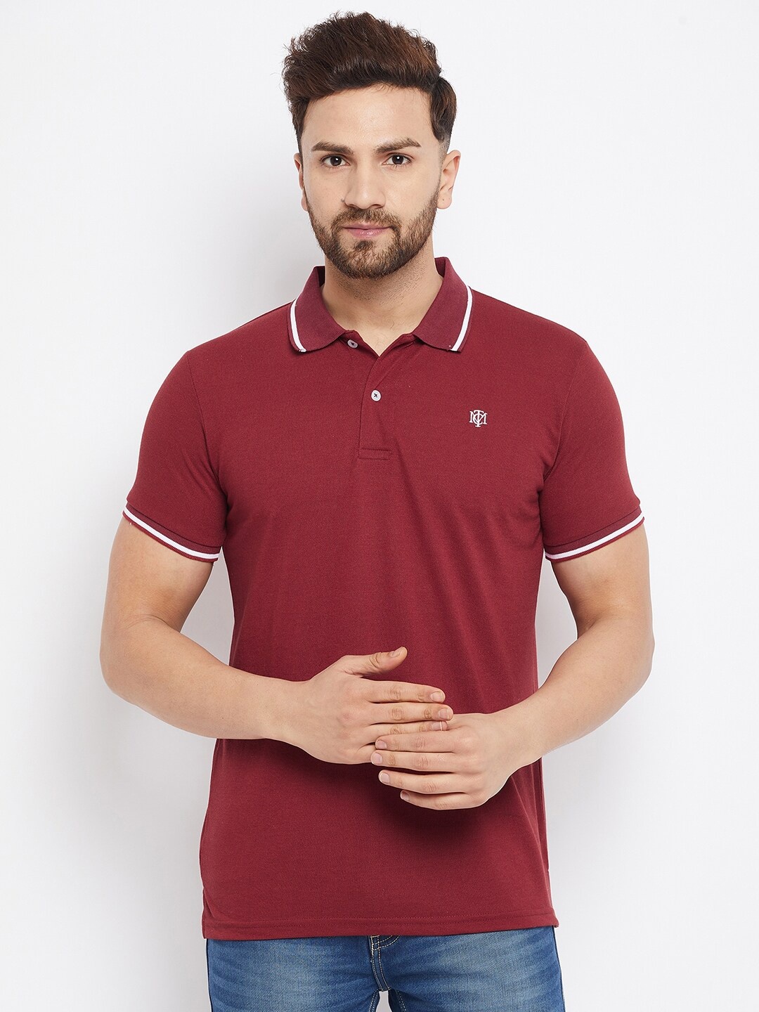 

THE MILLION CLUB Men Maroon Polo Collar T-shirt